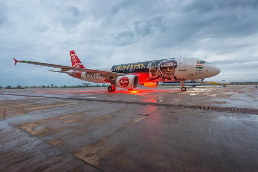 AirAsia India jet dons superstar Rajinikanth's Kabali movie posters Rajinikanth,Kabali,Rajinikanth's Kabali movie posters,Rajinikanth's Kabali posters,Kabali posters,Kabali posters on AirAsia,AirAsia,AirAsia Kabali,Kabali AirAsia