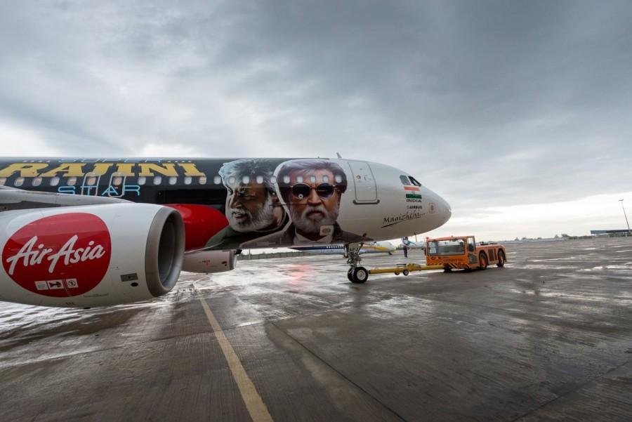 AirAsia India jet dons superstar Rajinikanth's Kabali movie posters Rajinikanth,Kabali,Rajinikanth's Kabali movie posters,Rajinikanth's Kabali posters,Kabali posters,Kabali posters on AirAsia,AirAsia,AirAsia Kabali,Kabali AirAsia