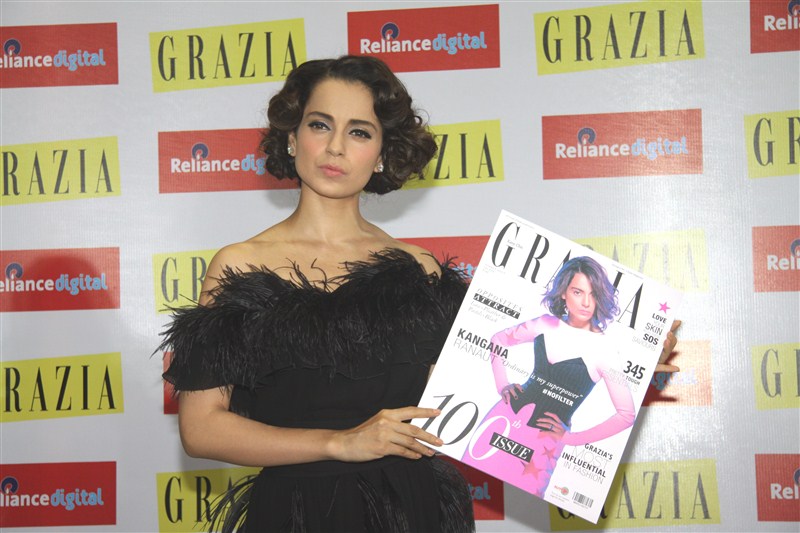 The Queen of Bollywood, Kangana Ranaut, recently launched the 100th issue of Grazia at Reliance Digital store in Juhu. Kangana Ranaut,Kangana Ranaut dazzles on the cover of Grazia's 100th Issue,Kangana Ranaut on Grazia's 100th Issue,Grazia's 100th Issue,actress Kangana Ranaut,Kangana Ranaut on Magazine,Kangana Ranaut pics,Kangana Ranaut images,Kangana Rana