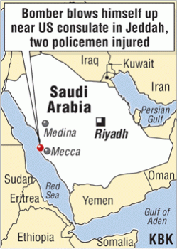 Map of Saudi Arabia (Blast near US consulate)
