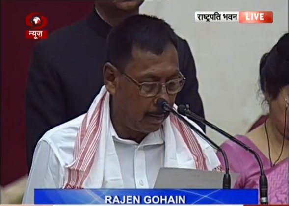 Prakash Javadekar, M.J. Akbar, Vijay Goel, Ramdas Athawale, Faggan Singh Kulaste at Swearing-in ceremony. Swearing-in ceremony,Oath-taking ceremony underway at Rashtrapathi Bhavan,Rashtrapathi Bhavan,Prakash Javadekar,M.J. Akbar,Vijay Goel,Ramdas Athawale,Faggan Singh Kulaste