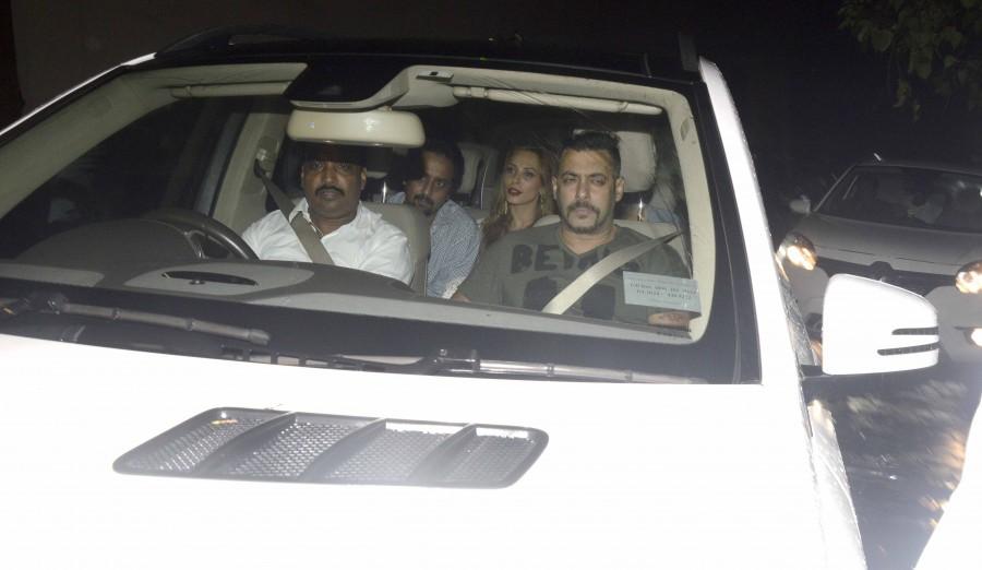 Bollywood actor Salman Khan attends Sultan special screening with Lulia Vantur at yashraj studios. Sultan special screening,Sultan,Salman Khan,Lulia Vantur,salman khan lulia vantur,Salman Khan and Lulia Vantur,Salman Khan and Lulia Vantur at Sultan special screening,Sultan special screening pics,Sultan special screening images,Sultan special screening