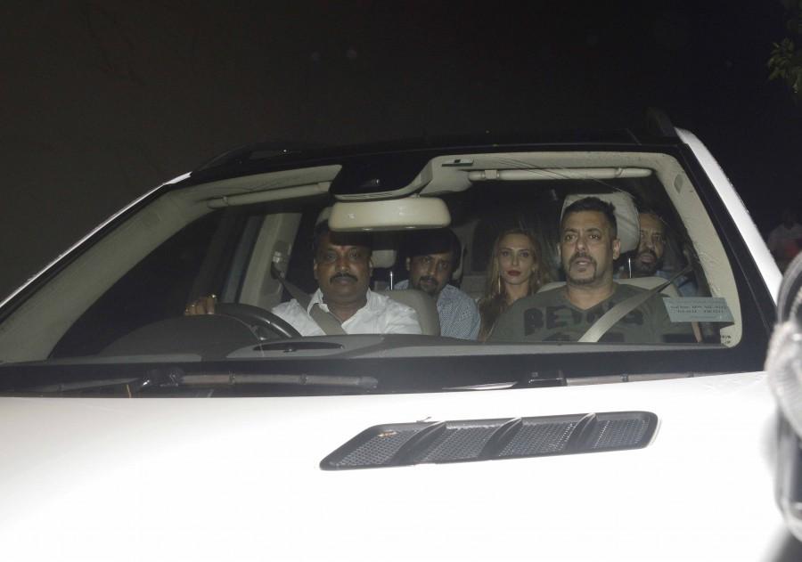 Bollywood actor Salman Khan attends Sultan special screening with Lulia Vantur at yashraj studios. Sultan special screening,Sultan,Salman Khan,Lulia Vantur,salman khan lulia vantur,Salman Khan and Lulia Vantur,Salman Khan and Lulia Vantur at Sultan special screening,Sultan special screening pics,Sultan special screening images,Sultan special screening