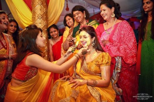 Bollywood actress Divyanka Tripathi glows in yellow at her Haldi ceremony.