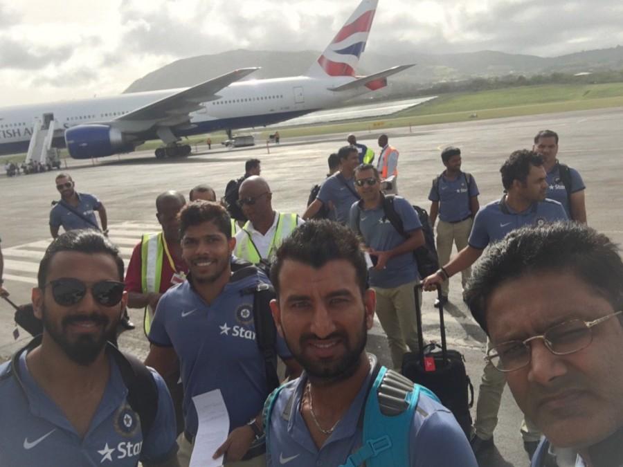 The Indian cricket team arrived here on Thursday for the four-match Test rubber against hosts West Indies, with the first match starting from July 21 at Antigua. Team India reaches West Indies,Team India reaches West Indies for Test series,Anil Kumble,Virat Kholi,Sir Vivian Richards Stadium,Virat Kohli and team,India vs West Indies,Ind v WI