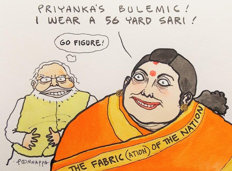 IBTimes Cartoon Narendra Modi,Priyanka Gandhi,Congress,Elections,Smriti Irani