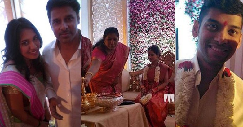 South Indian actor Chiyaan Vikram's daughter Akshita engaged to DMK leader M Karunanidhi's grandson Manu Ranjit on Sunday July 10th in Chennai. Celebs like Shankar, Udhayanidhi Stalin and many others graced the event. Chiyaan Vikram,Vikram,vikram daughter engagement,Karunanidhi grandson,Karunanidhi's great grandson,Karunanidhi,Vikram daughter,Vikram daughter marriage,Vikram daughter wedding