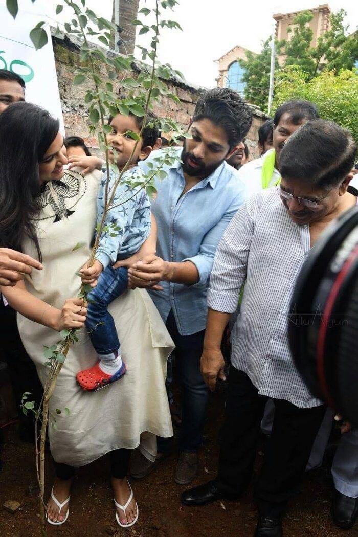 Telugu celebs like Chiranjeevi, Allu Arjun, Sneha Reddy and Ayaan plant saplings as part of Haritha Haram campaign. Chiranjeevi,Allu Arjun,Sneha Reddy,Ayaan,Allu Ayaan,Allu Arjun son Ayaan,Haritha Haram campaign,Allu Arjun with his son,Allu Arjun son,Allu Arjun latest pics,Allu Arjun latest images,Allu Arjun latest photos,Allu Arjun latest stills,Allu Arjun latest pict