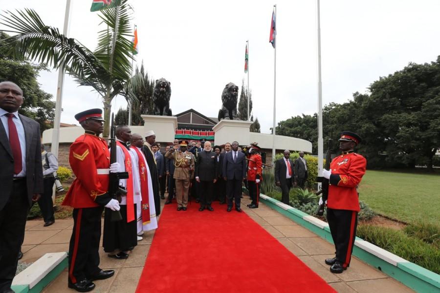 Prime Minister Narendra Modi on Monday paid homage to the first President of Kenya, Jomo Kenyatta, by laying a wreath at his mausoleum. Narendra Modi,first President of Kenya,Modi pays homage to first President of Kenya,Jomo Kenyatta,President of Kenya,mausoleum