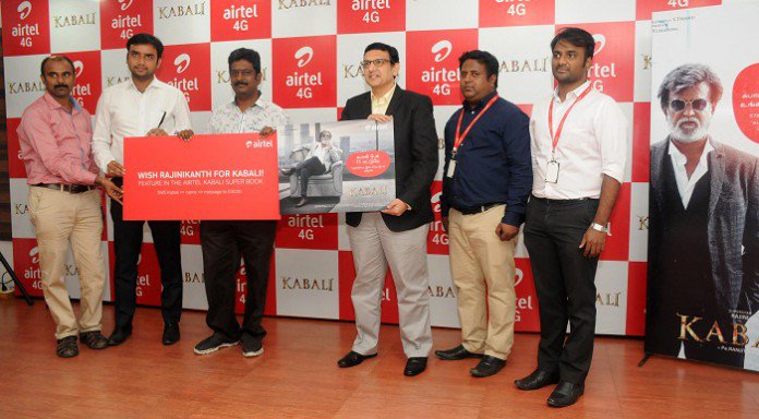 Bharti Airtel on Tuesday announced the launch of Airtel,Kabali,Kabali Airtel,Bharti Airtel,Airtel joins Kabali,Kabali promotions,Airtel unlimited 2G internet,2G internet,unlimited 2G internet,Kabali unlimited 2G internet,Rajini,rajinikanth,superstar rajinikanth