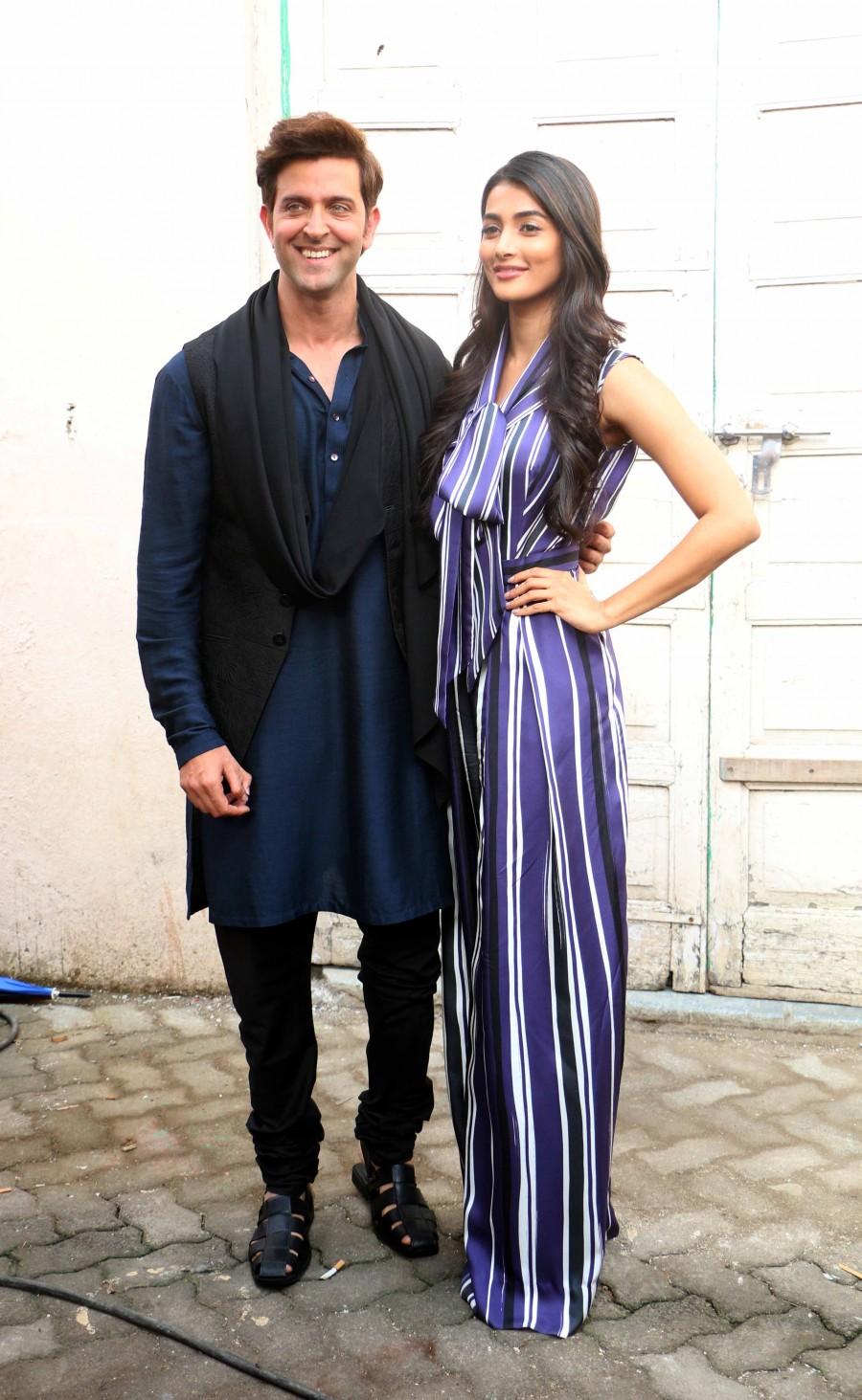 Bollywood actor Hrithik Roshan, Pooja Hegde, Jacqueline Fernandez spotted at mehboob studio. Hrithik Roshan,Pooja Hegde,Jacqueline Fernandez,Mohenjo Daro,Mohenjo Daro promotions,Hrithik Roshan spotted at mehboob studio,Pooja Hegde spotted at mehboob studio,Jacqueline Fernandez spotted at mehboob studio,Mohenjo Daro release date