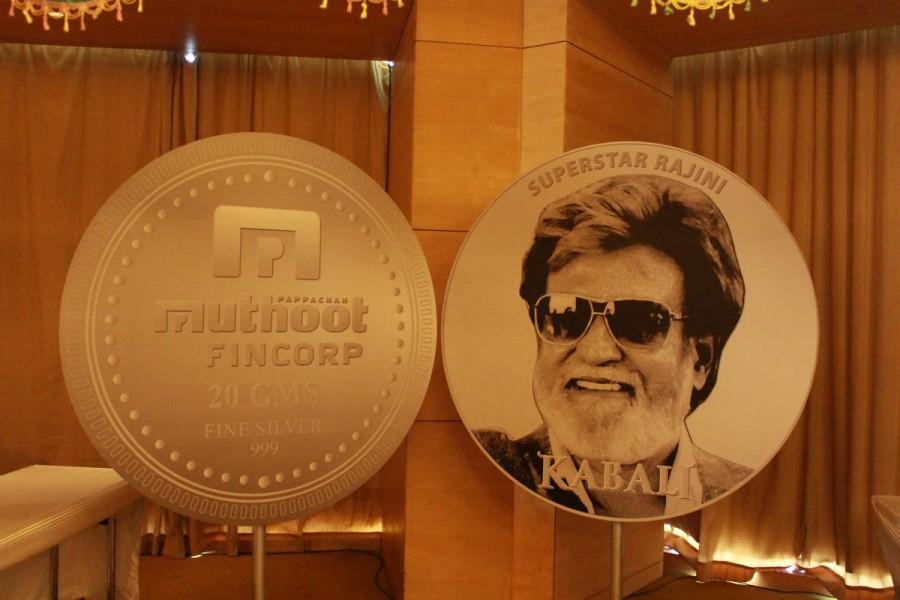 Kerala-based company Muthoot Fincorp on Thursday partnered with superstar Rajinikanth-starrer Muthoot Fincorp,Kabali Silver Coin,Rajinikanth's Kabali Silver Coin,Rajinikanth Silver Coin,Kabali,Tamil movie Kabali,Kabali promotion,kabali release date,rajinikanth kabali,Kabali promotion pics,Kabali promotion images,Kabali promotion photos,Kabali