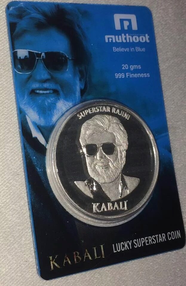 Kerala-based company Muthoot Fincorp on Thursday partnered with superstar Rajinikanth-starrer Muthoot Fincorp,Kabali Silver Coin,Rajinikanth's Kabali Silver Coin,Rajinikanth Silver Coin,Kabali,Tamil movie Kabali,Kabali promotion,kabali release date,rajinikanth kabali,Kabali promotion pics,Kabali promotion images,Kabali promotion photos,Kabali