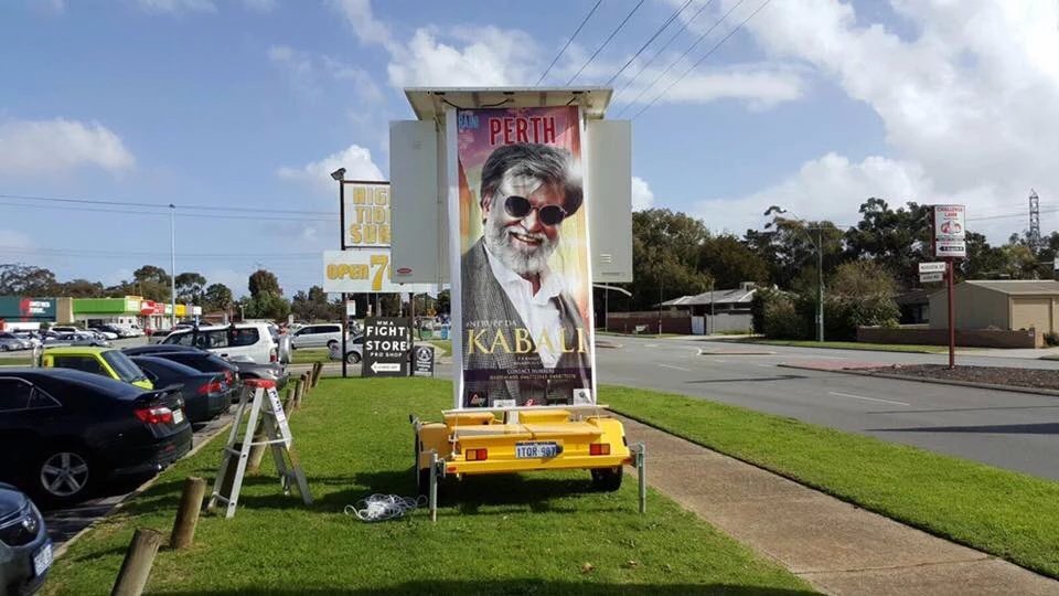 Superstar Rajinikanth's Kabali Cutouts around the world. Rajinikanth,Kabali Cutouts around the world,Kabali,Kabali Cutouts,Superstar Rajinikanth,Rajinikanth's Kabali,Kabali Cutout,Kabali celebrations,Rajinikanth movie,Kabali fever
