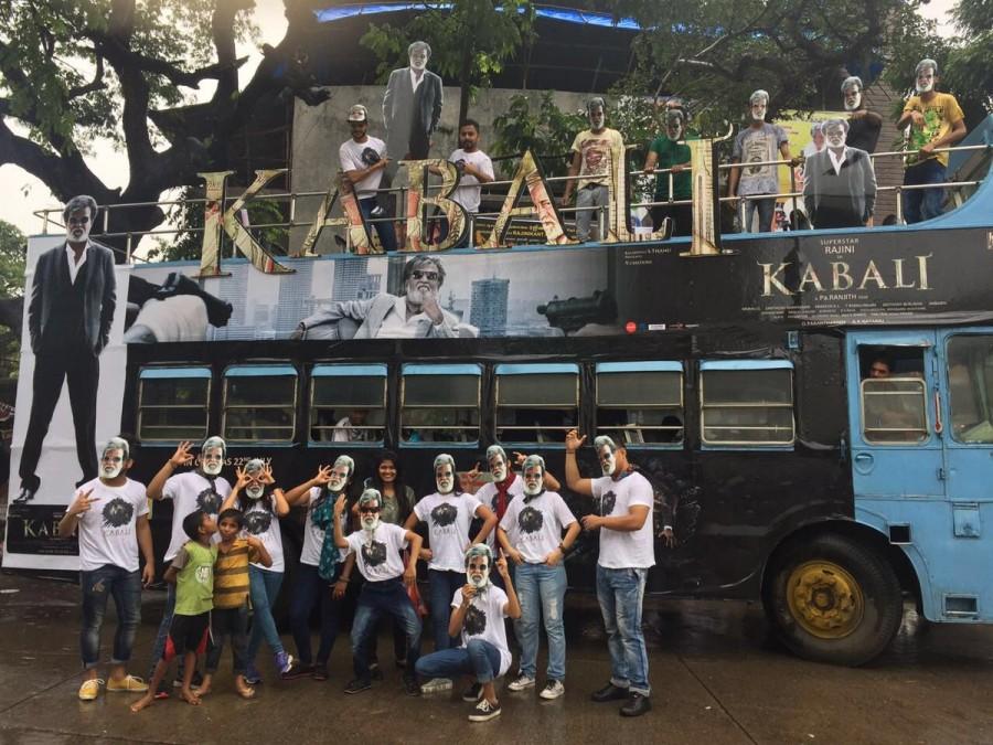 The film production team has already launched its on-ground promotions for Kabali,rajinikanth kabali,Kabali release,Kabali fans,Rajinikanth,Rajinikanth fans,Kabali bus,Rajinikanth fans in Mumbai,Kabali in Mumbai,Kabali review,Kabali movie review,Kabali pics,Kabali images,Kabali photos,Kabali stills,Kabali pictures