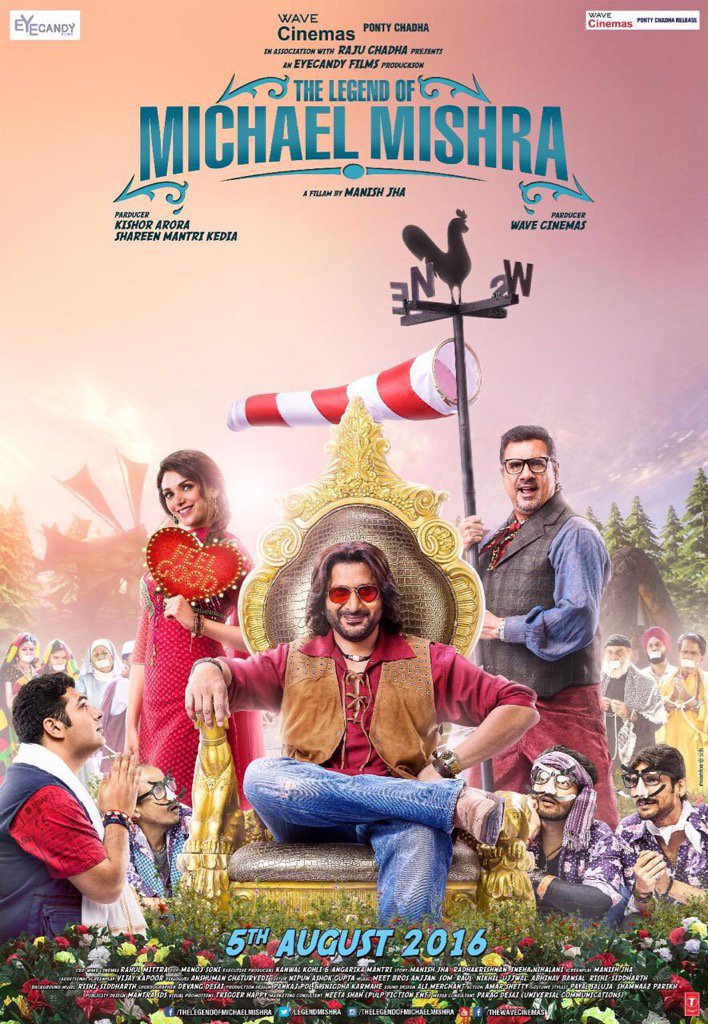 The Legend of Michael Mishra is an upcoming comedy directed by Manish Jha and Produced by Kishor Arora & Shareen Mantri Kedia. The film stars Arshad Warsi, Aditi Rao Hydari, Boman Irani and Kayoze Irani in the lead role. The Legend of Michael Mishra,The Legend of Michael Mishra first look poster,The Legend of Michael Mishra poster,Arshad Warsi,Aditi Rao Hydari,Boman Irani,Kayoze Irani,bollywood movie The Legend of Michael Mishra
