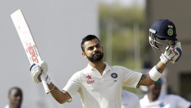 Leading from the front, skipper Virat Kohli smashed his 12th Test century to guide India to an impressive 302/4 at stumps on the opening day of the first Test against the West Indies at the Sir Viv Richards stadium here on Thursday.