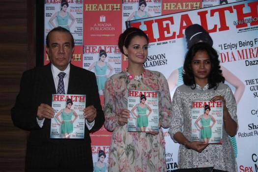 Bollywood actress Dia Mirza unveils the cover of Health and Nutrition Magazine.