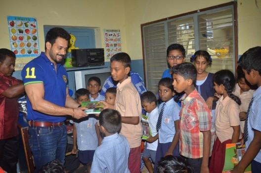 South Indian Actor Bharath celebrates his birthday with his wife Jeshly Joshua at an Orphanage in Chennai.