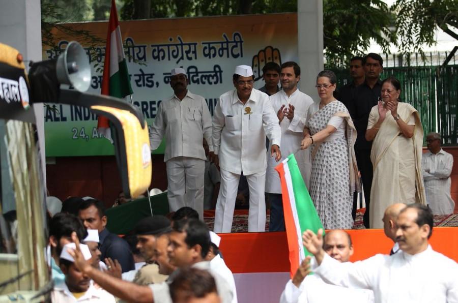 Congress President Sonia Gandhi on Saturday flagged off here a three-day bus yatra to Uttar Pradesh which is intended to inform the people about the failures of successive non-Congress governments in the state. Congress UP poll campaign,UP poll campaign,Congress poll campaign,Sonia Gandhi,Rahul Gandhi,3-day bus yatra,Congress Vice President Rahul Gandhi,Raj Babbar,Ghulam Nabi Azad,Babbar,Dikshit,bus yatra,cONGRESS bus yatra
