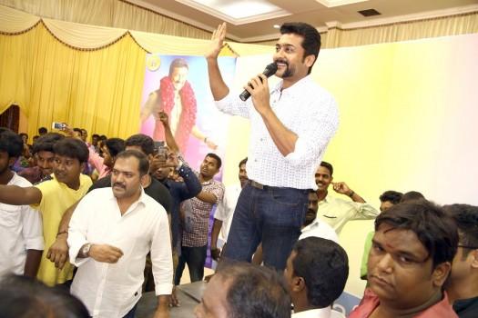 South Indian actor Suriya meets his fans on his 41st birthday.