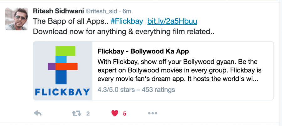 Celebs like Sidharth Malhotra, Ritesh Sidhwani, Karan Johar, Anil Kapoor, Anushka Sharma, Varun Sharma, Rohan Joshi, Sayani Gupta and other tweets about Flickbay. Flickbay,Sidharth Malhotra,Ritesh Sidhwani,Karan Johar,Anil Kapoor,Anushka Sharma,Varun Sharma,Rohan Joshi,Sayani Gupta