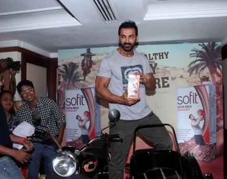 Bollywood actor John Abraham poses during the Meet & Greet session of the finale of Dumdaar Dishoom Challenge contest Dishoom with Sofit in Mumbai.