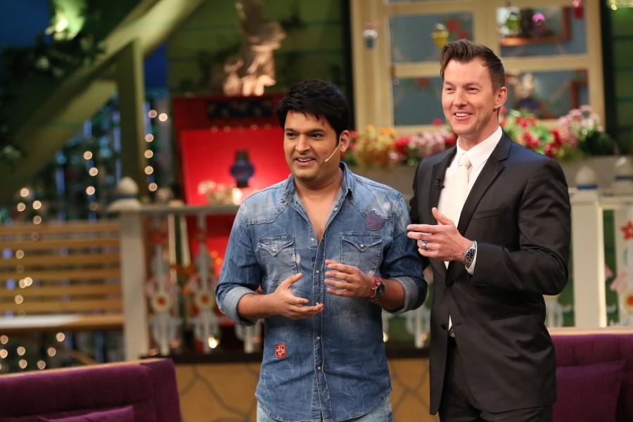 On Wednesday evening, the starcast of UnIndian- Brett Lee and Tannishtha Chatterjee were present on the set of Sony Entertainment Television's The Kapil Sharma Show in Mumbai. Brett Lee,The Kapil Sharma Show,Kapil Sharma Show,Brett Lee on the sets of The Kapil Sharma Show,Brett Lee on The Kapil Sharma Show,Tannishtha Chatterjee,Sony Entertainment Television
