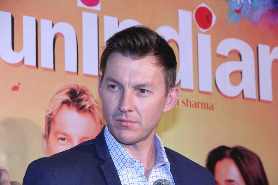 Former Australian cricket player turned actor Brett Lee during the promotion of upcoming film Unindian in Mumbai. Brett Lee,Australian cricket player Brett Lee,Brett Lee promotes Unindian movie,Brett Lee promotes Unindian movie in Mumbai,Unindian,bollywood movie Unindian,Unindian promotion,Unindian promotion pics,Unindian promotion images,Unindian promotion photos,Un