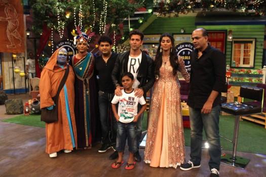 Bollywood actor Hrithik Roshan and Actress Pooja Hegde promote 'Mohenjo Daro' on The Kapil Sharma Show.