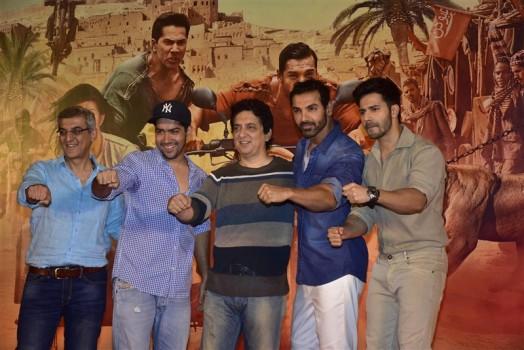 Producer Sajid Nadiadwala along with Nandu Ahuja from Eros International, Director Rohit Dhawan and the lead cast of Dishoom John Abraham and Varun Dhawan celebrated the film's success with media folks yesterday, at a Suburban hotel. The team was also joined in by a member of the cast, who was none other that the adorable dog, Bradman.