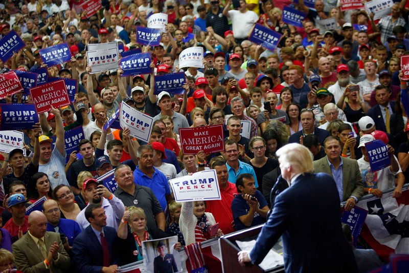 Donald Trump on the campaign trail this week. Donald Trump,Donald Trump campaign trail,Donald Trump campaign,Donald Trump freak-out,Donald Trump insists campaign