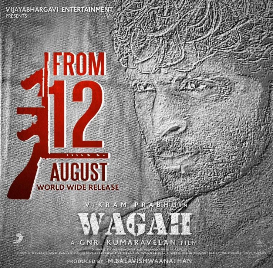 Wagah is an upcoming Tamil romantic film written and directed by GNR Kumaravelan. Starring Actor Vikram Prabhu, Actress Ranya Rao and Tulasi in the lead role. Vikram Prabhu,Vikram Prabhu's Wagah first look poster,Wagah first look poster,Wagah first look,Wagah poster,Vikram Prabhu in Wagah