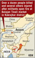 Kokrajhar militant attack,kokrajhar,kokrajhar market attack,kokrajhar terrorist attack,kokrajhar terror attack,dozen people killed in Kokrajhar district,dozen people killed in Assam,12 killed in assam attack