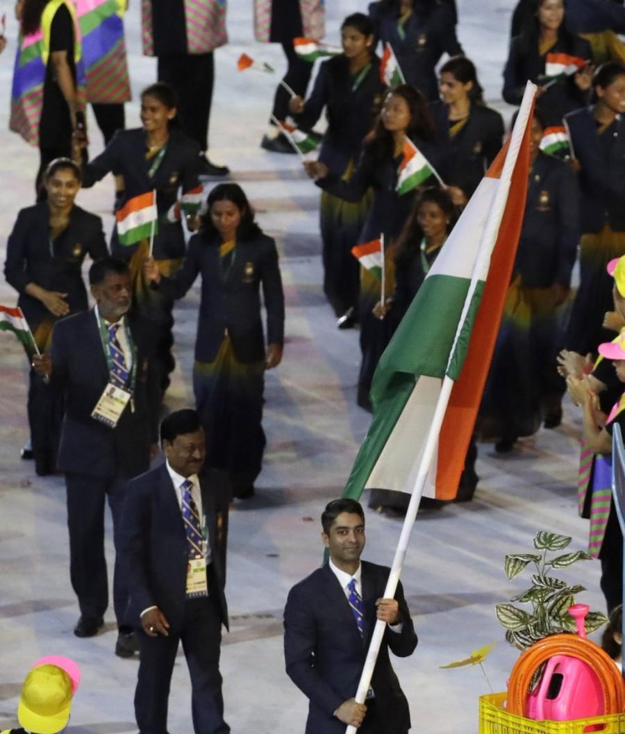 Abhinav Bindra leads India at Rio Olympics opening ceremony. Abhinav Bindra,Abhinav Bindra leads India,Rio Olympics opening ceremony,india,Team india,Indian Team at Olympics opening ceremony,Olympics opening ceremony pics,Olympics opening ceremony images,Olympics opening ceremony photos
