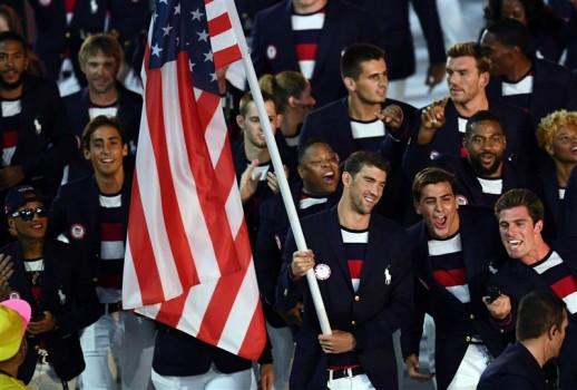 The athletes arrive at the Rio Opening Ceremony.
