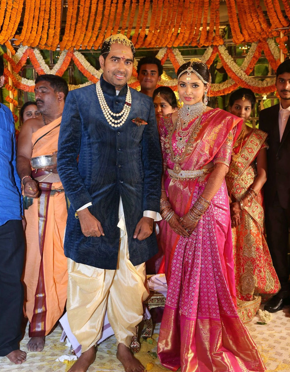 Chiranjeevi, Balakrishna, SS Rajamouli, Karthi, Naga Chaitanya, Allu Arjun, Allu Aravind, Rakul Preet Singh, Paruchuri Gopala Krishna, Dasari Narayana Rao, Singeetam Srinivasa Rao, Sirivennela Seetharama Sastry, Kanika Dhillon, Akkineni Ramesh Prasad, K Raghvendra Rao, Dil Raju, Lakshmi Manchu, Kota Srinivasa Rao and others graced Director Krish (Radha Krishna) and Ramya Sai Wedding. Director Krish wedding,Director Krish marriage,Chiranjeevi,Balakrishna,Allu Arjun,Naga Chaitanya,SS Rajamouli,Director Krish wedding pics,Director Krish wedding images,Director Krish wedding photos,Director Krish wedding stills,Director Krish wedding pict