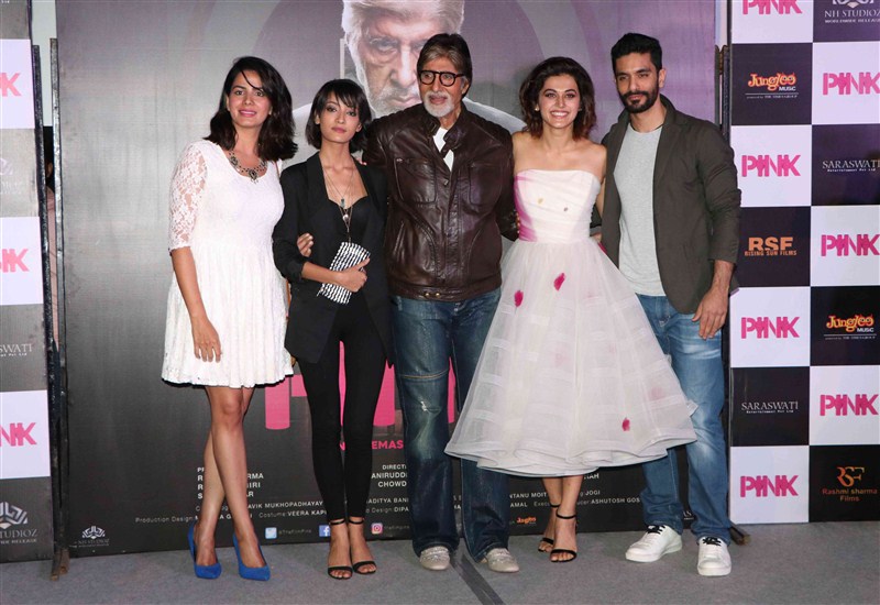 Amitabh Bachchan, Taapsee Pannu, Kirti Kulhari, Andrea Tariang, Angad Bedi at Pink Trailer launch. Pink Trailer launch,Pink Trailer,Amitabh Bachchan,Taapsee Pannu,Kirti Kulhari,Andrea Tariang,Angad Bedi,Pink Trailer launch pics,Pink Trailer launch images,Pink Trailer launch photos,Pink Trailer launch stills,Pink Trailer launch pictures