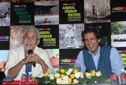 Actor Naseeruddin Shah & Neville Tuli at Naseer Saab's masterclass at Osianama at Liberty.
