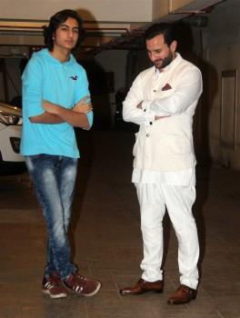 Celebs like Ibrahim Ali Khan, Sharmila Tagore, Karisma Kapoor, Soha Ali Khan, Kunal Khemu, Sara Ali Khan, Kunal Shashi Kapoor, Zahan Prithviraj Kapoor and others spotted at Saif Ali Khan's residence fortune heights on the eve of his birthday.