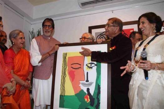 Bollywood actor Amitabh Bachchan, who was accompanied by spouse Jaya Bachchan, launched Dilip De's digital art exhibition, 'Celebration Of Love'.
