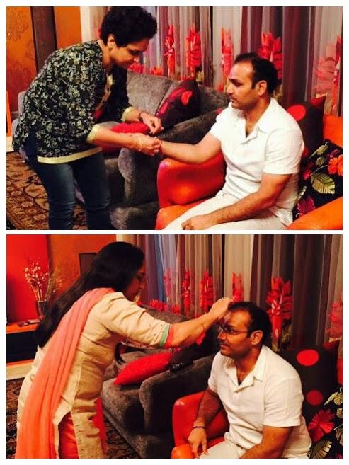Celebs like Virender Sehwag, Harbhajan Singh, Rakul Preet celebrate Raksha Bandhan. Raksha Bandhan,Raksha Bandhan 2016,Virender Sehwag,Harbhajan Singh,Rakul Preet,Virender Sehwag celebrates Raksha Bandhan,Harbhajan Singh celebrates Raksha Bandhan,Rakul Preet celebrates Raksha Bandhan