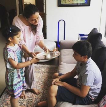 South Indian Actor Mahesh Babu's family celebrates Raksha Bandhan.