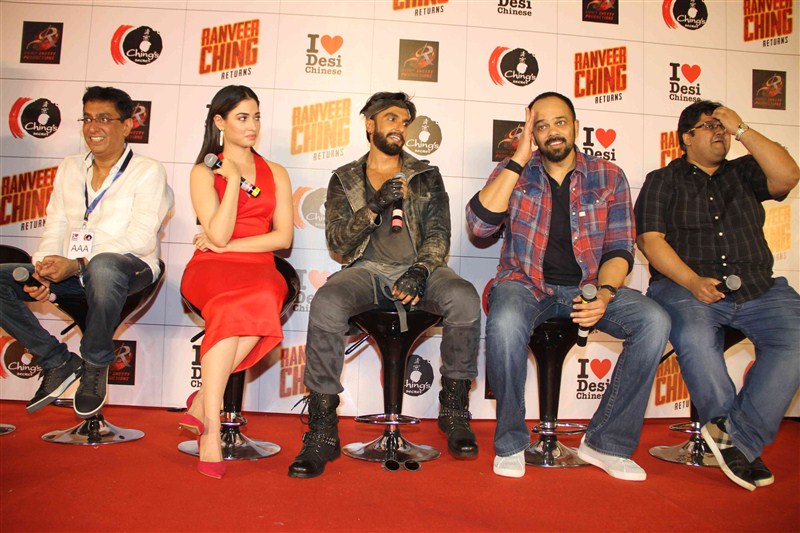 Celebs like Ranveer Singh, Tamannaah, Rohit Shetty, Milap, Ashish Patil and others at Ranveer Ching Returns launch event. Ranveer Ching Returns launch,Ranveer Ching Returns,Bollywood movie Ranveer Ching Returns,Ranveer Ching Returns launch pics,Ranveer Singh,Tamannaah,Ranveer Ching Returns launch images,Ranveer Ching Returns launch photos,Ranveer Ching Returns launch stills