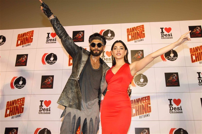 Celebs like Ranveer Singh, Tamannaah, Rohit Shetty, Milap, Ashish Patil and others at Ranveer Ching Returns launch event. Ranveer Ching Returns launch,Ranveer Ching Returns,Bollywood movie Ranveer Ching Returns,Ranveer Ching Returns launch pics,Ranveer Singh,Tamannaah,Ranveer Ching Returns launch images,Ranveer Ching Returns launch photos,Ranveer Ching Returns launch stills
