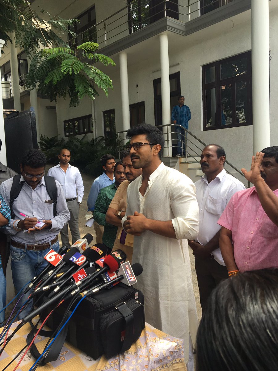 Actor Ram Charan performs special pooja on the eve of Chiranjeevi's birthday. Ram Charan,Ram Charan Teja,Chiranjeevi,Chiranjeevi birthday,Ram Charan perform special pooja,Chiranjeevi birthday celebrations,Chiranjeevi birthday special,Chiru 150,Khaidi 150,Khaidi 150 first look,Khaidi 150 poster