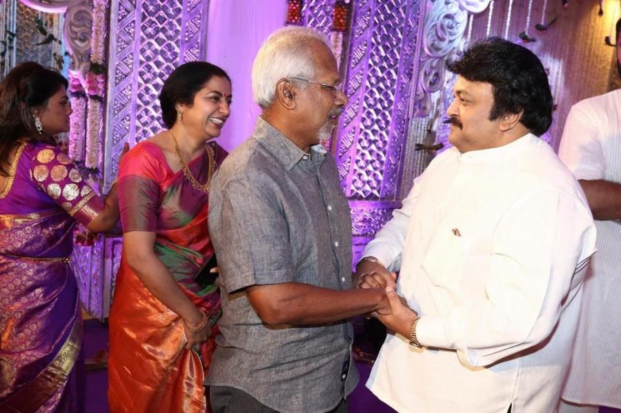 Vijay, Sivakarthikeyan, Chiranjeevi, Keerthy Suresh at Raadhika Sarathkumar's daughter Rayane wedding. Vijay,Sivakarthikeyan,Chiranjeevi,Keerthy Suresh,Raadhika Sarathkumar,Raadhika Sarathkumar daughter,raadhika sarathkumar daughter marriage,Rayane wedding pics,Rayane wedding images,Rayane wedding photos