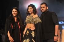 Bollywood actress Prachi Desai walks for Sonam and Paras Modi at Lakme Fashion Week 2016.