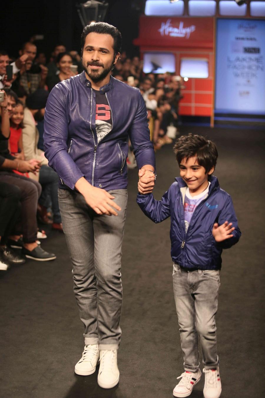 Bollywood actor Emraan Hashmi walks the ramp with his son Ayaan Hashmi at the Hamleys Show in Lakme Fashion Week 2016. Emraan Hashmi,Emraan Hashmi walks the ramp with his son,Ayaan Hashmi,Emraan Hashmi son Ayaan Hashmi,Ayaan Hashmi at Lakme Fashion Week,Emraan Hashmi at Lakme Fashion Week,Lakme Fashion Week 2016,Emraan Hashmi pics,Emraan Hashmi images,Emraan Hashmi photos