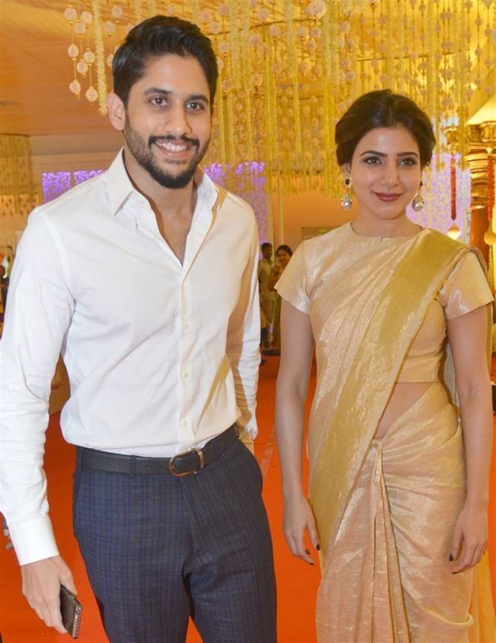 Actress Samantha and Actor Naga Chaitanya at Nimmagadda Prasad Daughter wedding. Samantha and Naga Chaitanya,Naga Chaitanya and Samantha,Naga Chaitanya Samantha,Nimmagadda Prasad Daughter wedding,Nimmagadda Prasad,Samantha with Naga Chaitanya,Naga Chaitanya with Samantha